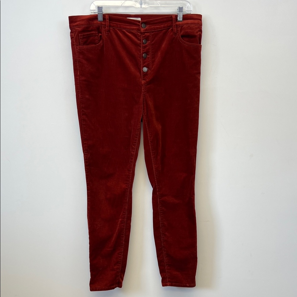 Loft Outlet Women’s Dark Orange Skinny Corduroy Pants Button Fly Size 14